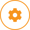 Cog wheel icon in orange